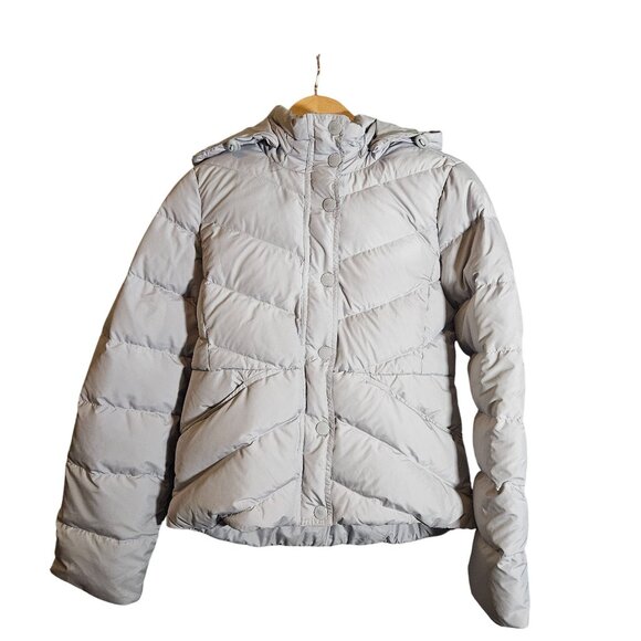 J.Crew Women’s Gray Puffer Jacket Hooded Med Quiet Luxury Streetwear Après-Ski - Picture 1 of 16
